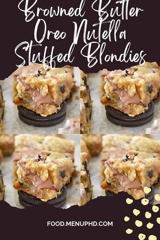 Browned Butter Oreo Nutella Stuffed Blondies
